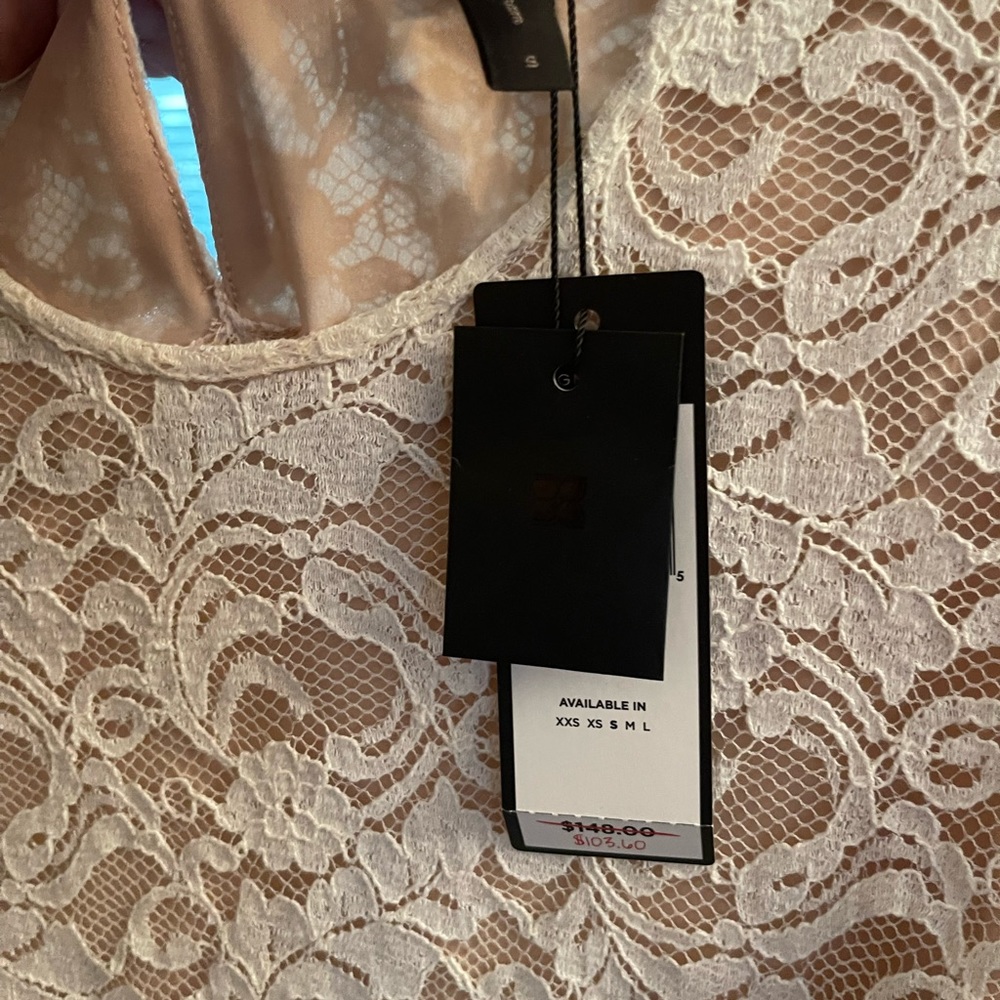 Bcbg size small cream colored lace overlay top new with tags